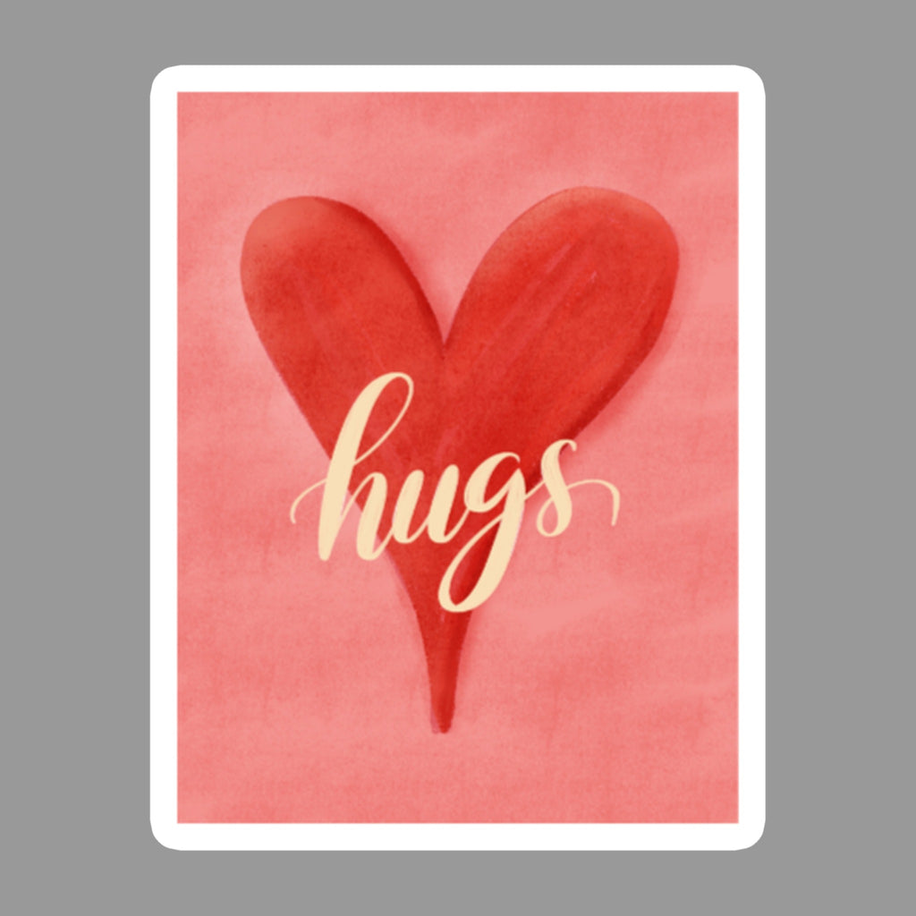 Watercolor Heart Glossy Flexible 3" Magnet | Heart Hugs on a gray background
