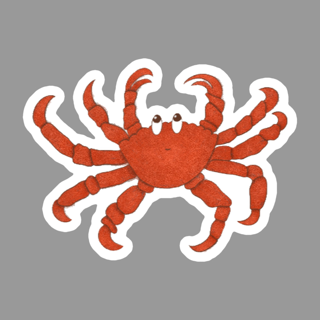 Whimsical Crab Glossy Flexible 3" Magnet | Carol on a gray background