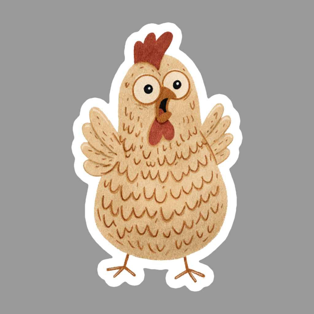 Surprised Chicken Glossy Flexible 3" Magnet | Chloe on a gray background