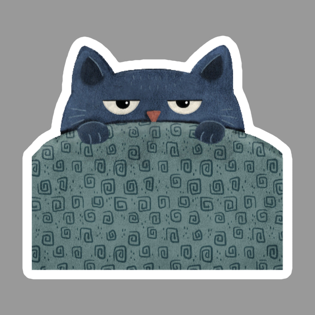 Sleepy Cat Glossy Flexible 3" Magnet | Bedtime Cat on a gray background