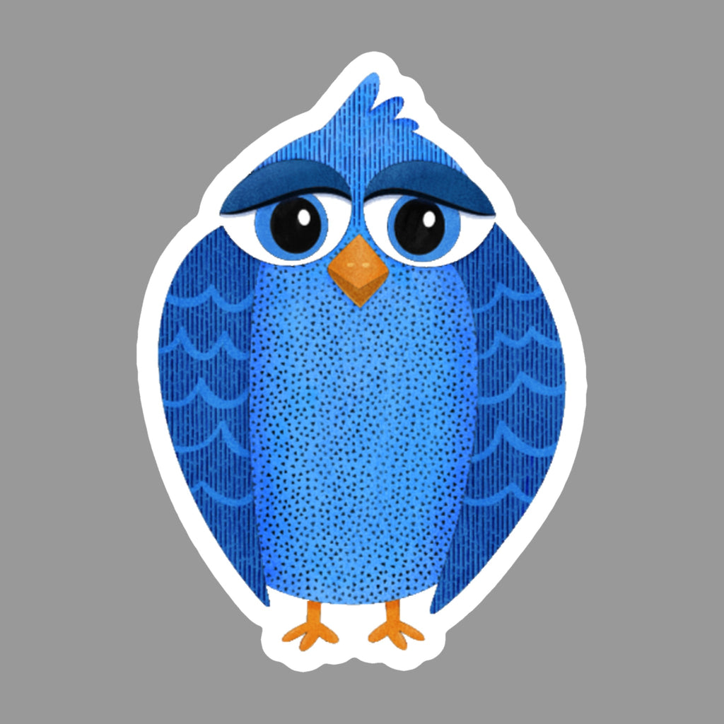 Whimsical Bluebird Glossy Flexible 3" Magnet | Cordelia on a gray background