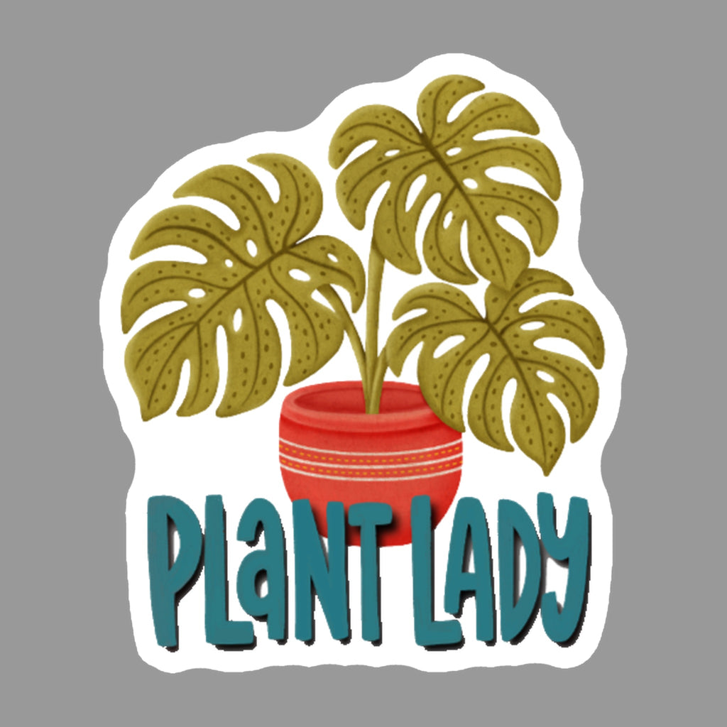Monstera Plant Glossy Flexible 3" Magnet | Plant Lady on a gray background
