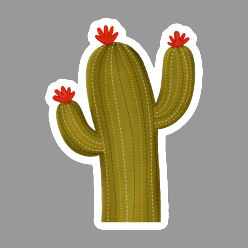 Cactus Flower Glossy Flexible 3" Magnet | Blooming Cactus on a gray background