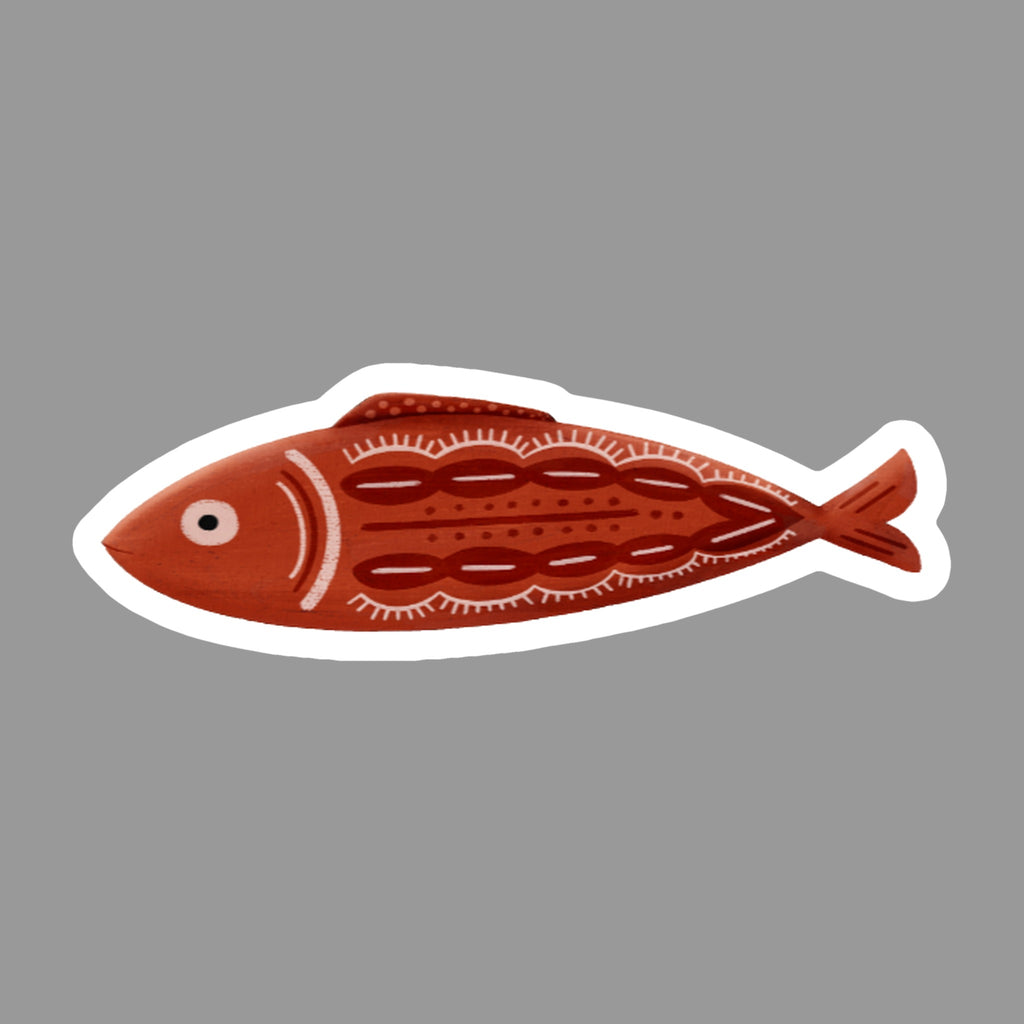 Whimsical Fish Glossy Flexible 3" Magnet | Red Fish on a gray background