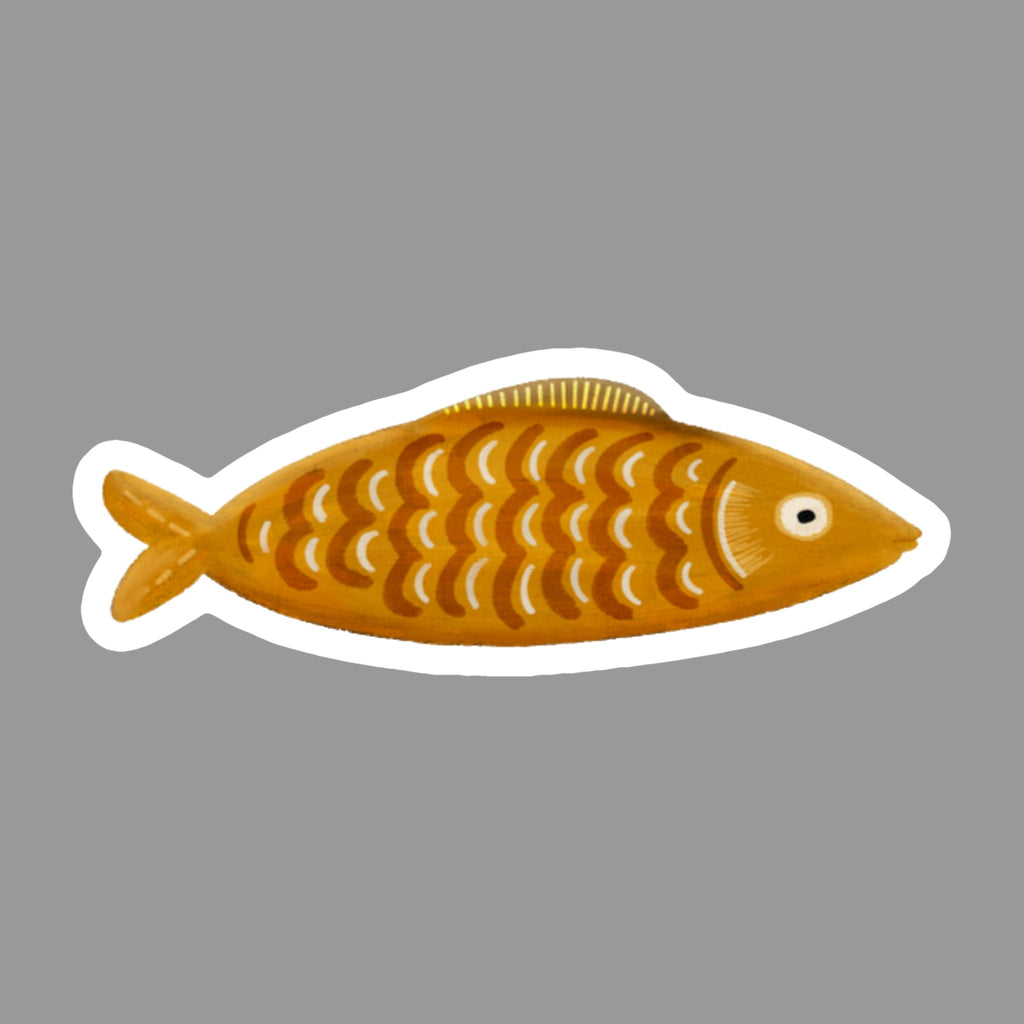 Whimsical Fish Glossy Flexible 3" Magnet | Gold Fish on a gray background