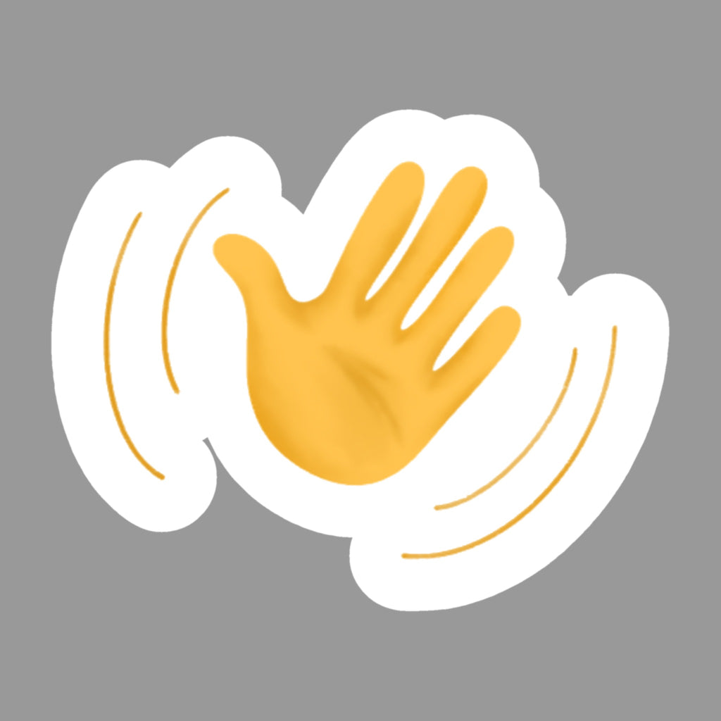 Hello Hand Glossy Flexible 3" Magnet | Waving Hand on a gray background