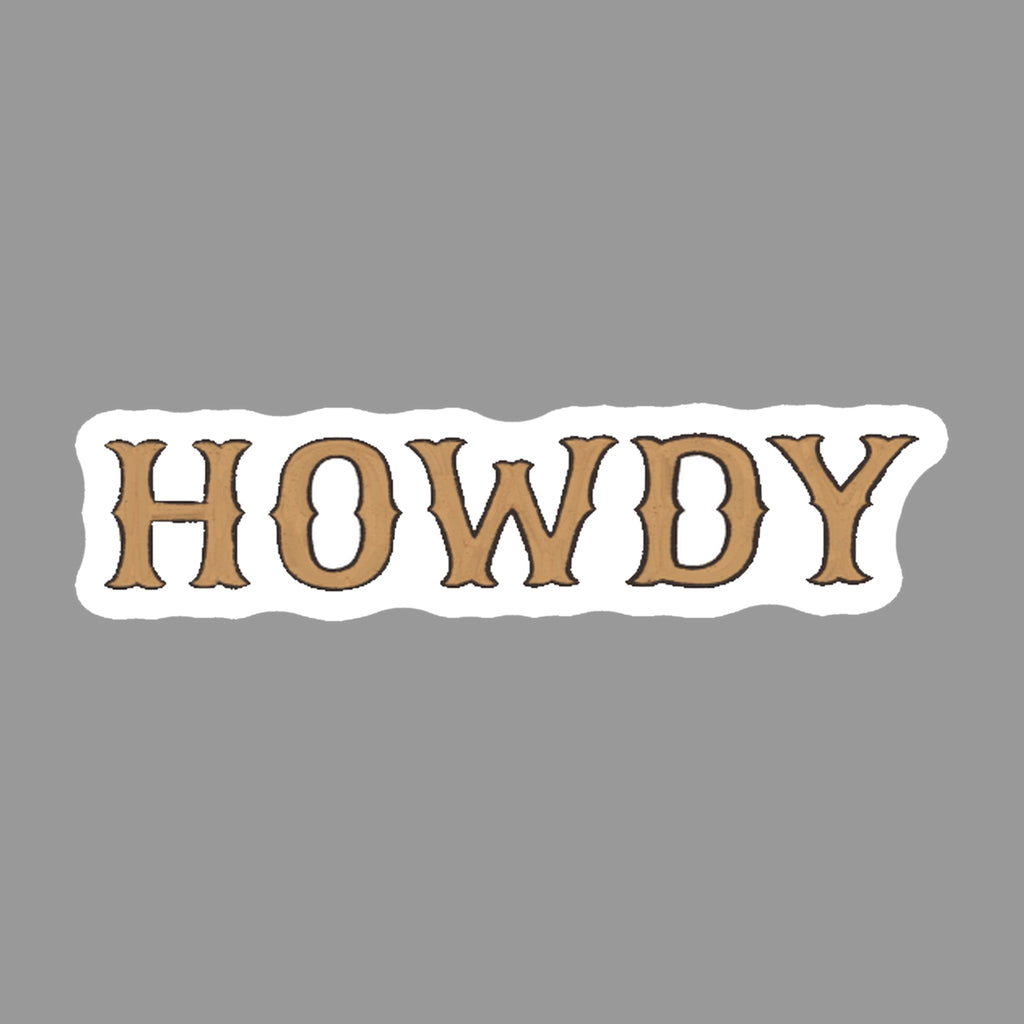 Western Lettering Glossy Flexible 3" Magnet | Howdy on a gray background