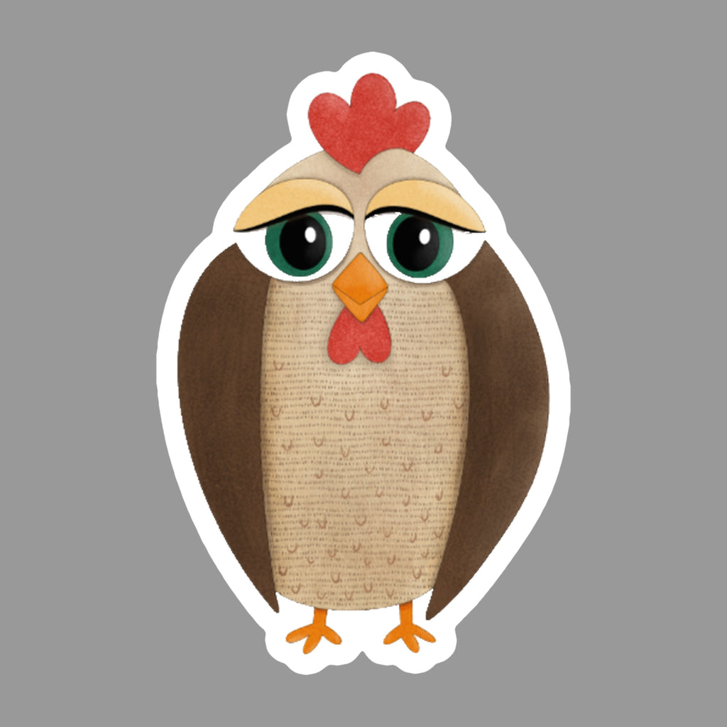 Whimsical Chicken Glossy Flexible 3" Magnet | Clementine on a gray background