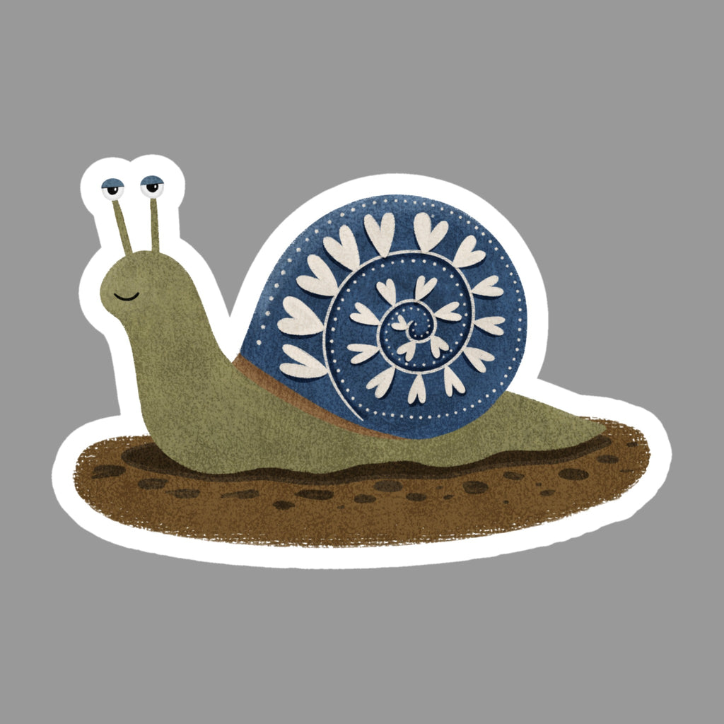 Whimsical Snail Glossy Flexible 3" Magnet | Isadora on a gray background