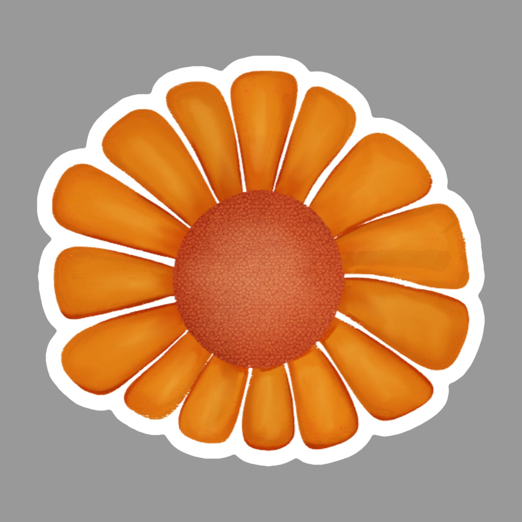 Orange Daisy Glossy Flexible 3" Magnet | Sunny Flower on a gray background