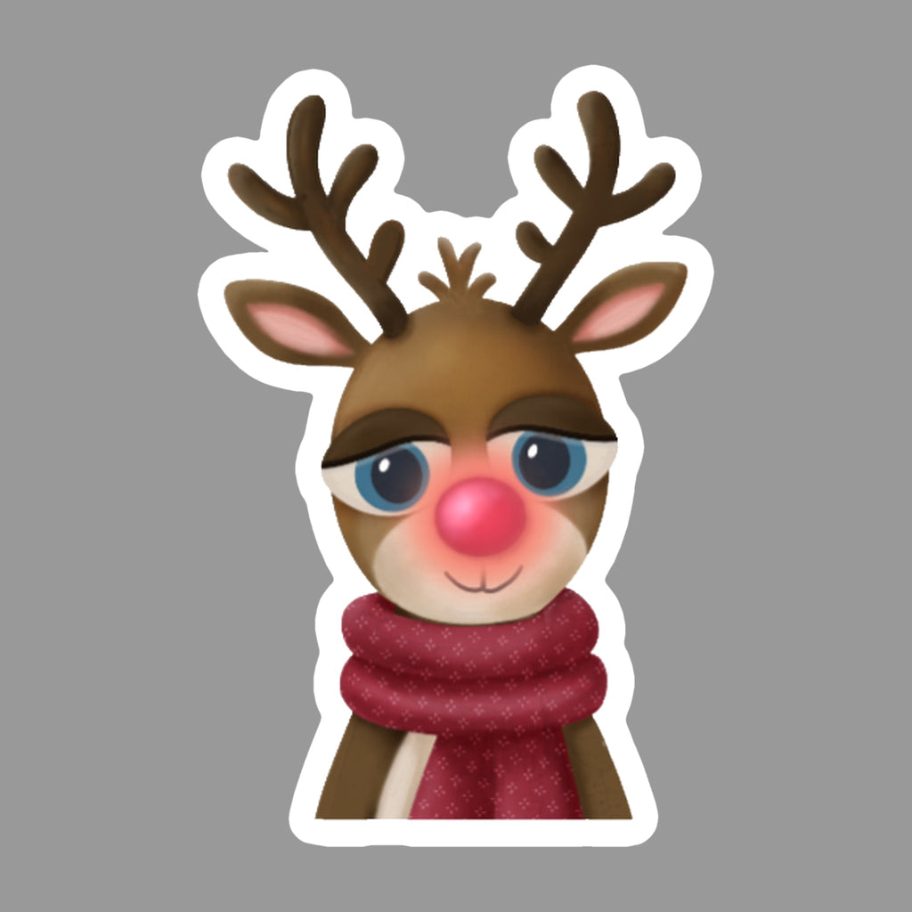 Christmas Reindeer Glossy Flexible 3" Magnet | Shine Bright on a gray background