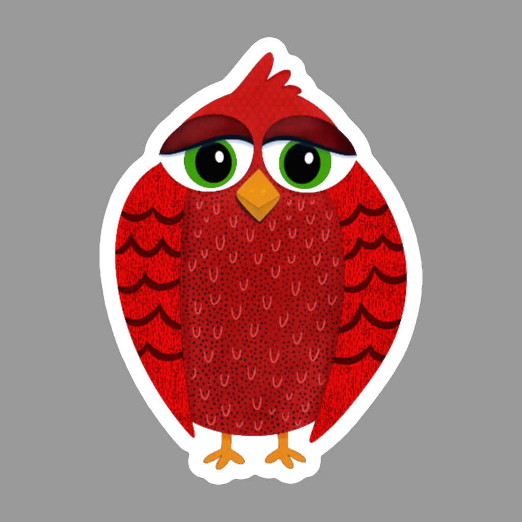 Red Cardinal Glossy Flexible 3" Magnet | Scarlet on a gray background