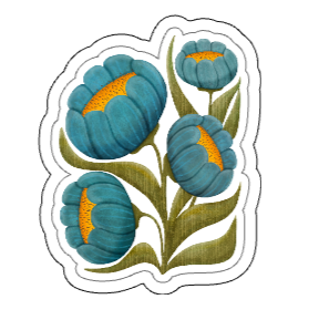 Blue Hour blue floral vinyl sticker