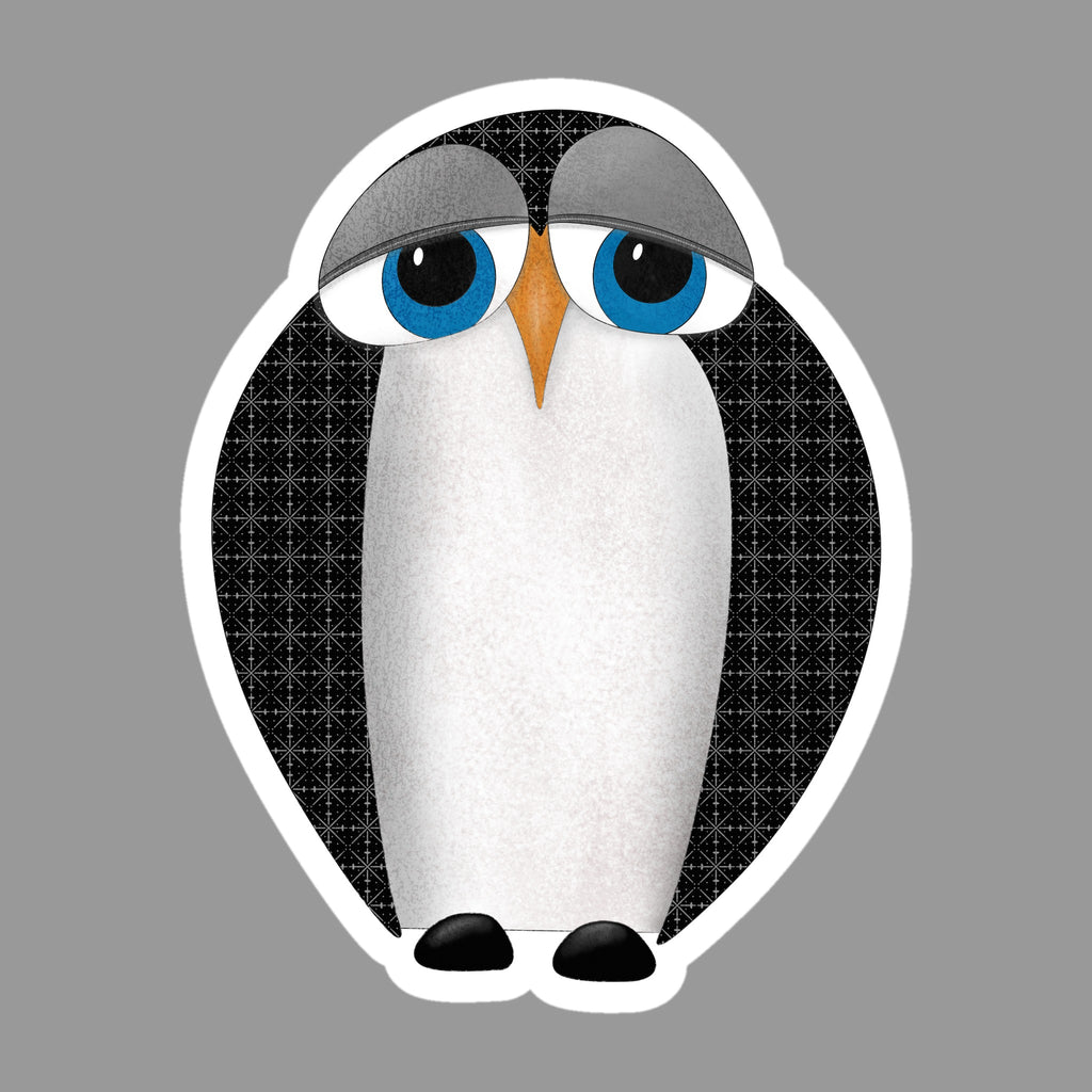 Whimsical Penguin Glossy Flexible 3" Magnet | Millicent on a gray background