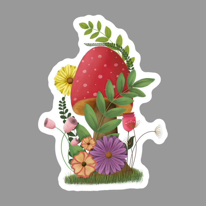 Whimsical Mushroom Glossy Flexible 3" Magnet | Mushroom Garden