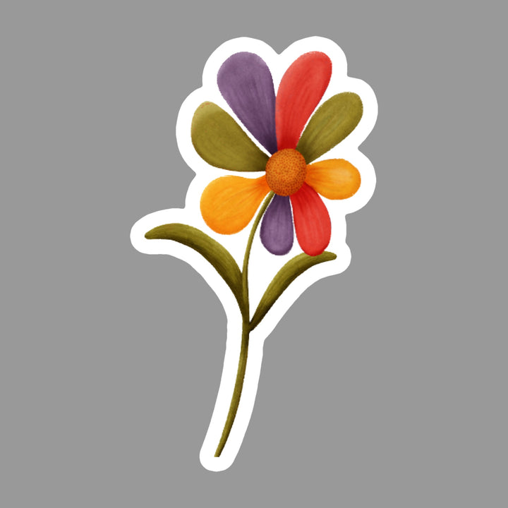 Colorful Flower Glossy Flexible 3" Magnet | Whimsical Flower