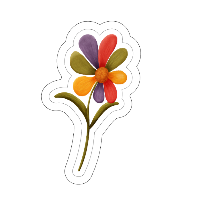 Colorful Flower Vinyl Sticker | Whimsical Flower