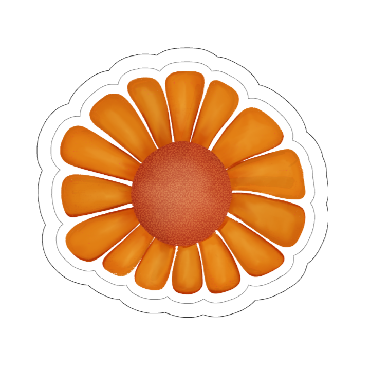 Orange Daisy Vinyl Sticker, Waterproof | Sunny Flower