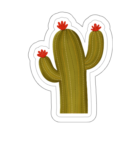 Blooming cactus with red flowers sticker