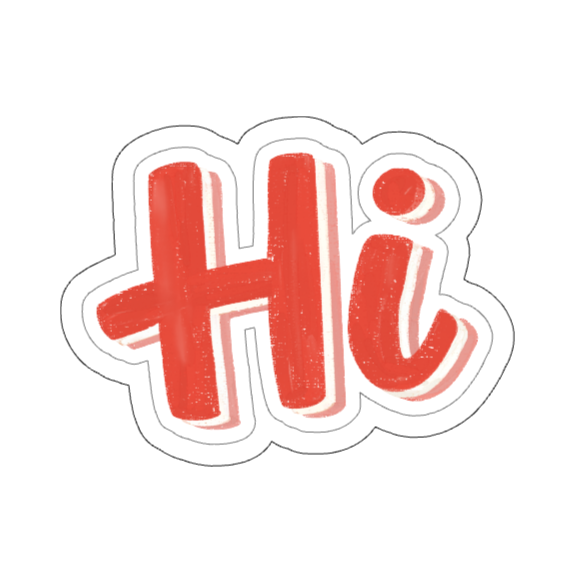 Hi Lettering Vinyl Sticker, Red | Hi