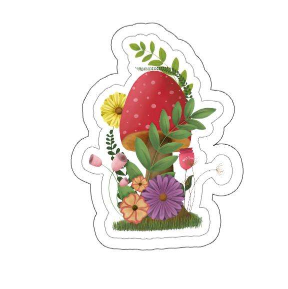 Mushroom Garden Vinyl Sticker, Waterproof | Mushroom Garden