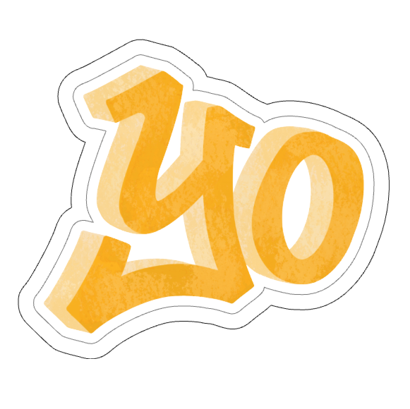 Yo Lettering Vinyl Sticker, Yellow | Yo